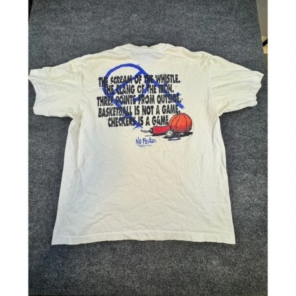 Vintage No Fear Basketball Is Not A Game Graphic T-Shirt XL Cream 90s Streetwear